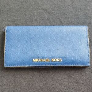 Michael Kors Snap Front Slim Blue Wallet